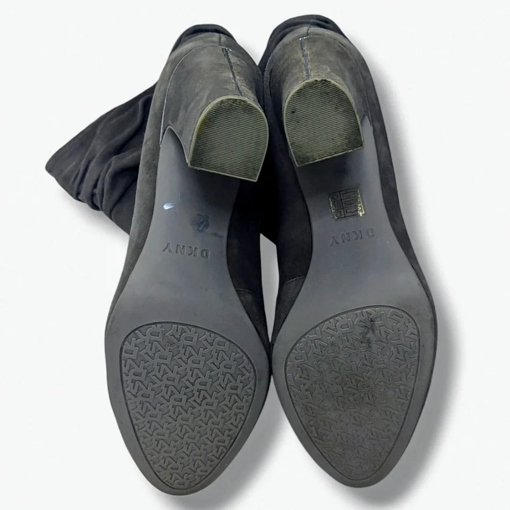 DKNY | Sabel Grey Suede Ultra High Ankle Bootie Heels Women's Size 10 - Picture 9 of 9